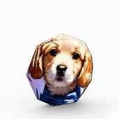 Adorable Fluffy Welpe w Niedlich Blue Bow Krawatte Fotoblock (Links)