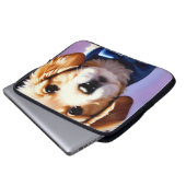 Adorable Fluffy Welpe w Niedlich Blue Bow Krawatte Laptopschutzhülle (Vorne Knopf)