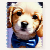 Adorable Fluffy Welpe w Niedlich Blue Bow Krawatte Notizblock (Vorderseite)