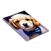 Adorable Fluffy Welpe w Niedlich Blue Bow Krawatte Notizblock (Rechte Seite)