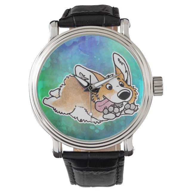 Adorable Flying Corgi Watch Armbanduhr (Vorderseite)