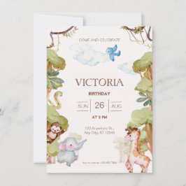 Adorable Forest Animal Birthday Einladung