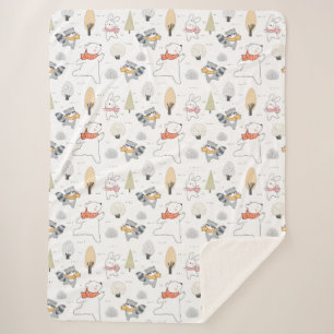 Adorable Forest Animals Sherpa Blanket Sherpadecke
