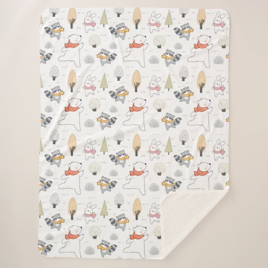 Adorable Forest Animals Sherpa Blanket Sherpadecke (Vorderseite)