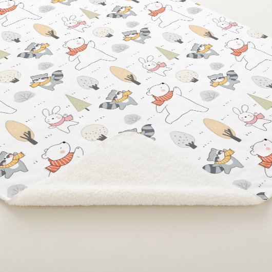Adorable Forest Animals Sherpa Blanket Sherpadecke (3/4)