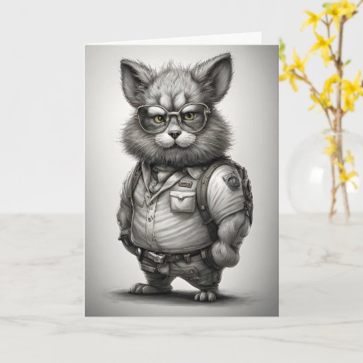 Adorable Forest Ranger Bunny Rabbit Brille Karte (Gelbe Blume)