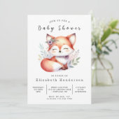 Adorable Forest Tale Fox Kinderdusche Einladung (Stehend Vorderseite)
