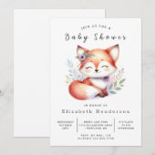 Adorable Forest Tale Fox Kinderdusche Einladung (Vorne/Hinten)