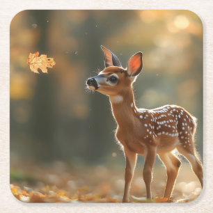 Adorable Fowl Watt ein fallendes Leaf in einer Ser Rechteckiger Pappuntersetzer