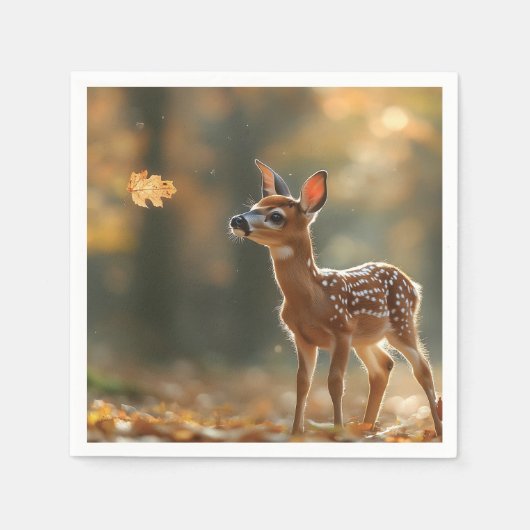 Adorable Fowl Watt ein fallendes Leaf in einer Ser Serviette (Vorderseite)