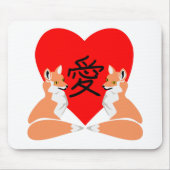 Adorable Fox Cartoon Liebe Herz Mousepad (Vorne)
