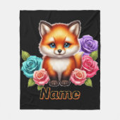Adorable Fox Cube mit bunten Rose Fleecedecke (Vorderseite)