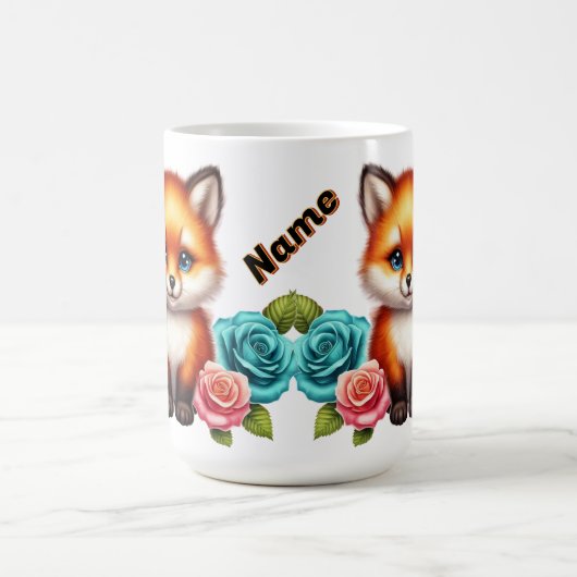 Adorable Fox Cube mit bunten Rose Kaffeetasse (Mittel)