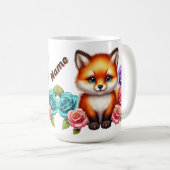 Adorable Fox Cube mit bunten Rose Kaffeetasse (VorderseiteRechts)