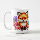 Adorable Fox Cube mit bunten Rose Kaffeetasse (Links)
