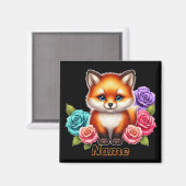 Adorable Fox Cube mit bunten Rose Magnet (Vorderseite/Rückseite)