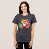 Adorable Fox Cube mit bunten Rose Tri-Blend Shirt (Vorderseite voll)