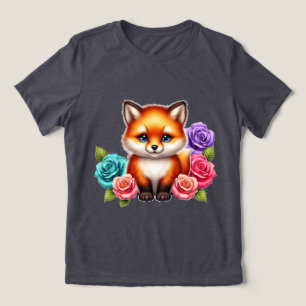 Adorable Fox Cube mit bunten Rose Tri-Blend Shirt