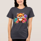 Adorable Fox Cube mit bunten Rose Tri-Blend Shirt (Vorderseite)