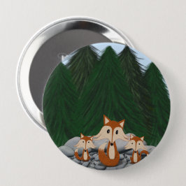 Adorable Fox Family Button