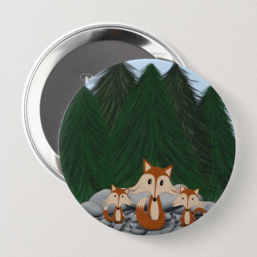 Adorable Fox Family Button (Vorne & Hinten)