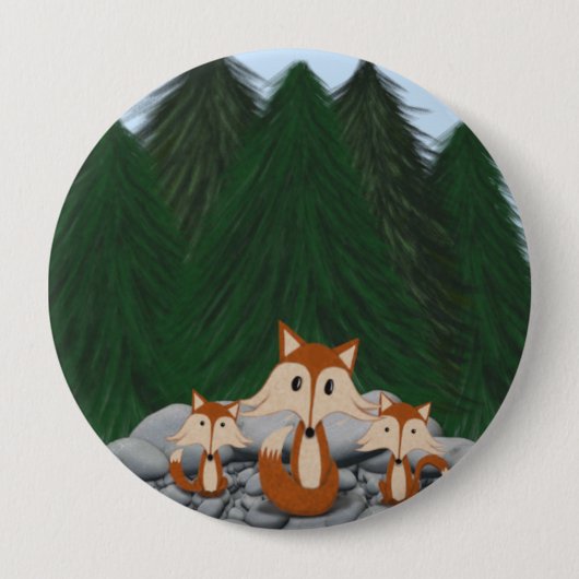 Adorable Fox Family Button (Vorderseite)