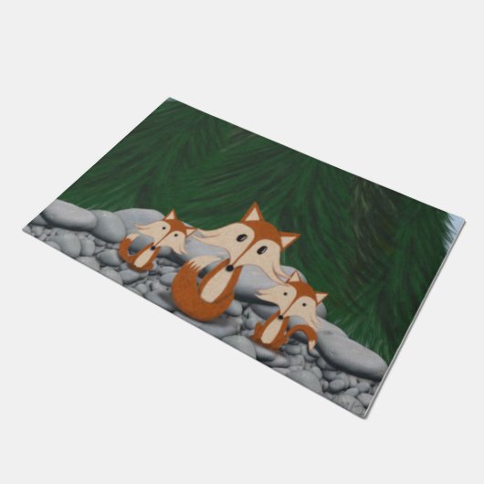 Adorable Fox Family Fußmatte (Schrägansicht)