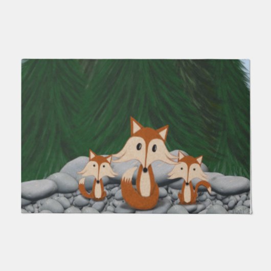 Adorable Fox Family Fußmatte (Vorderseite)