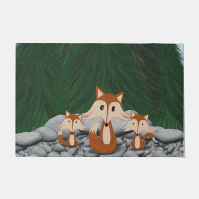 Adorable Fox Family Fußmatte (Vorderseite)