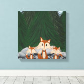 Adorable Fox Family Leinwanddruck (Insitu (Holzboden))