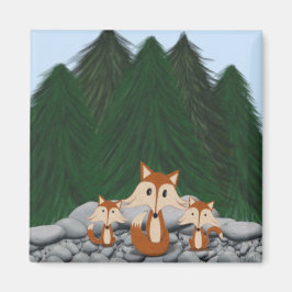 Adorable Fox Family Magnet