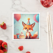 Adorable Fox feiert einen fröhlichen Geburtstag Serviette (Beispiel)