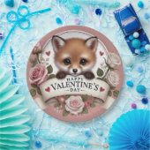 Adorable Fox Illustration mit Rose Pappteller (Party)