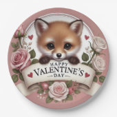 Adorable Fox Illustration mit Rose Pappteller (Vorderseite)