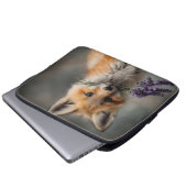 Adorable Fox Kit mit Lavendel-Blume Laptopschutzhülle (Vorne Knopf)