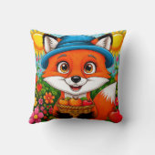 Adorable Fox mit Äpfelkörbe Kissen (Rückseite)
