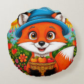 Adorable Fox mit Äpfelkörbe Rundes Kissen (Rückseite)