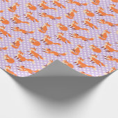 Adorable Fox-Muster mit Lila Polka-Punkten Geschenkpapier (Ecke)