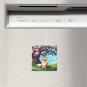 Adorable Fox sitzend unter Baum Magnet (In Situ (Geschirrspüler))