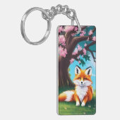 Adorable Fox sitzend unter Baum Schlüsselanhänger (Vorderseite links)