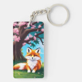 Adorable Fox sitzend unter Baum Schlüsselanhänger (Rückseite)