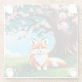Adorable Fox sitzend unter Tree-68563 Glasuntersetzer (Rückseite)