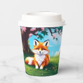 Adorable Fox sitzend unter Tree-68563 Pappbecher (Rückseite)