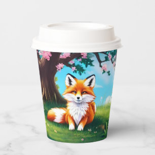 Adorable Fox sitzend unter Tree-68563 Pappbecher