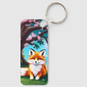 Adorable Fox sitzend unter Tree-68563 Schlüsselanhänger (Rückseite)