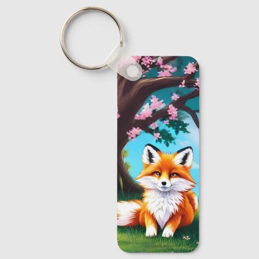 Adorable Fox sitzend unter Tree-68563 Schlüsselanhänger (Vorderseite)