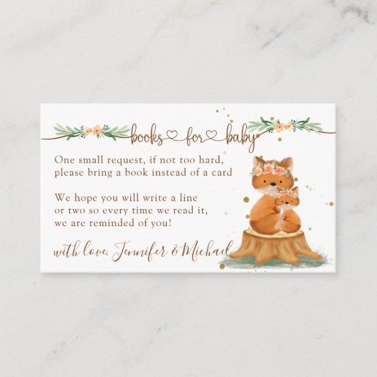 Adorable Fox-Themed Bücher für Babykarten Begleitkarte (Vorderseite)