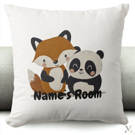 Adorable Fox und Panda Friends Kids Throw Kissen
