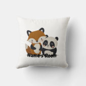 Adorable Fox und Panda Friends Kids Throw Kissen (Rückseite)