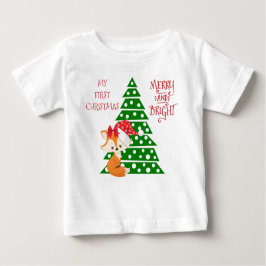 Adorable Fox und Weihnachtsbaum Baby T-shirt